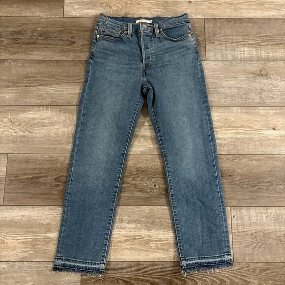 Levis Wedgie Straight Jeans | Women 28 X 27 | Raw Hem Button Fly High Rise Denim - Picture 1 of 11